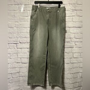 Zara Olive Green High waisted Cargo Utility Jeans Size 8